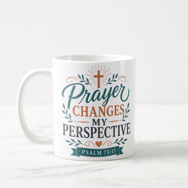 Caneca De Café Oração Muda Minha Perspectiva Citação Cristã (Esquerda)