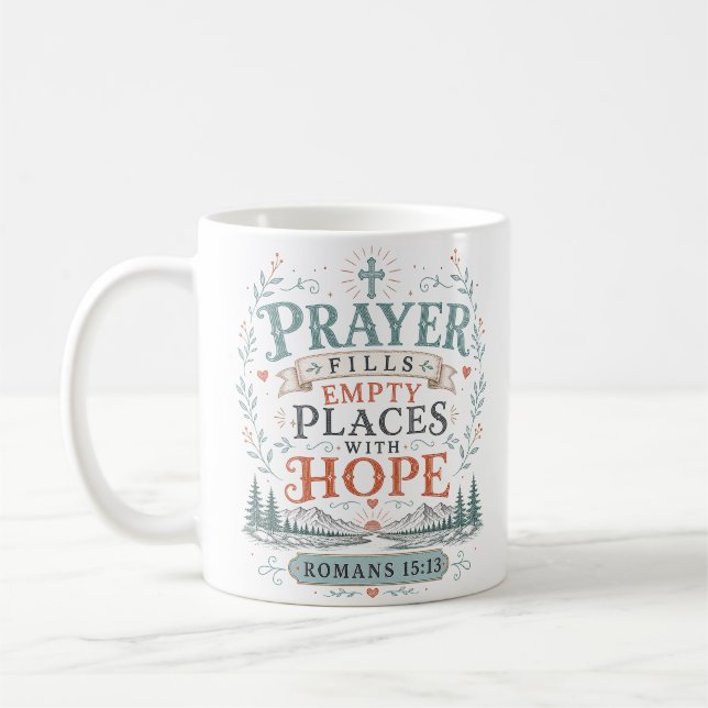 Caneca De Café Oração Preenche Lugares Vazios Com Esperança Espir (Esquerda)