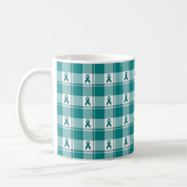Caneca De Café Oral Cancer Awareness Plaid Teal Ribbon