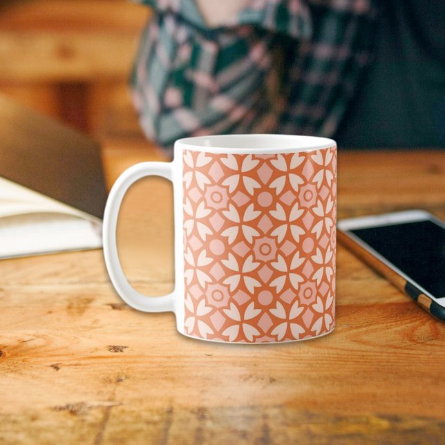 Caneca De Café Orange Batik Pattern Mug (Criador carregado)