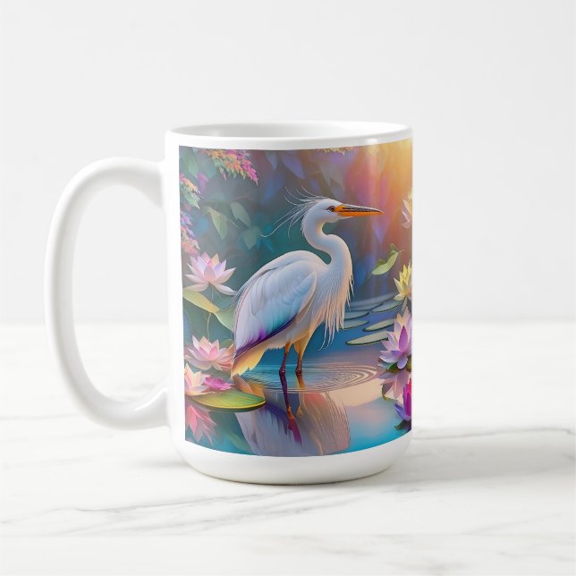 Caneca De Café Orange Billed White Heron Fantasy Bird (Esquerda)