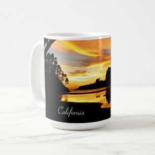 Caneca De Café Orange California Costeira Sunset Sob Ponte