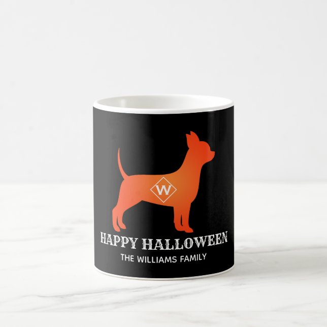 Caneca De Café Orange Chihuahua Happy Halloween Family (Centro)