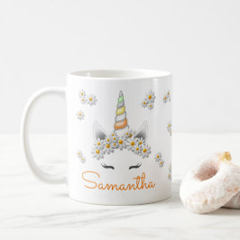 Caneca De Café Orange Daisies Unicorn Princesa Coroa