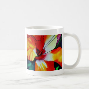 Caneca De Café Orange Hibiscus flor tropical aquarela