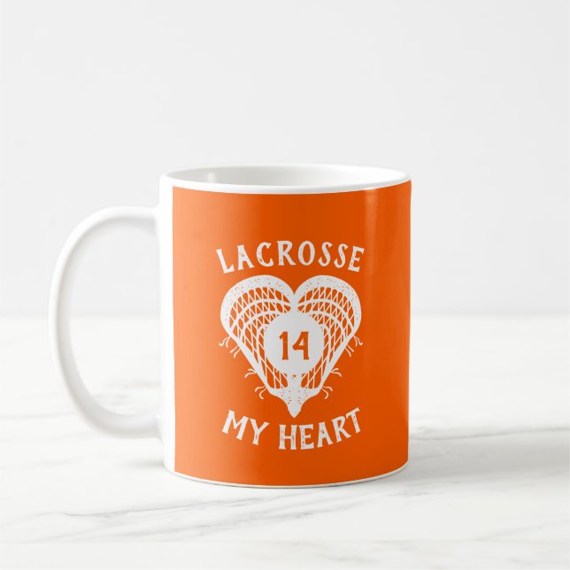 Caneca De Café Orange Lacrosse My Heart (Esquerda)