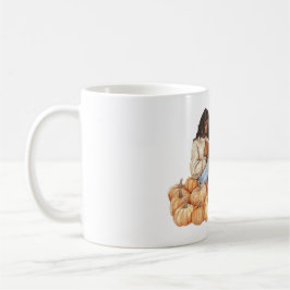 Caneca De Café Orange Pumpkins Black Girl with Book
