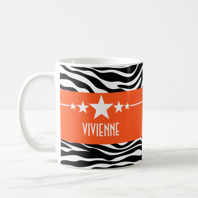 Caneca De Café Orange Sassy Star Zebra Mug (Esquerda)