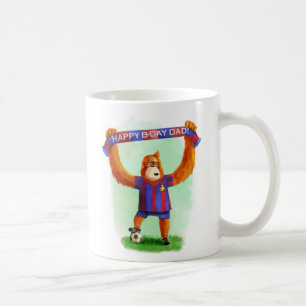 Caneca De Café Orangotango do futebol do aniversário do pai