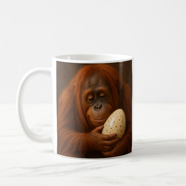 Caneca De Café Orangutan Holding Egg (Esquerda)