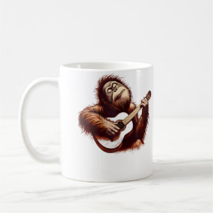 Caneca De Café Orangutan Macaco Tocando Guitarra Música Rock Engr