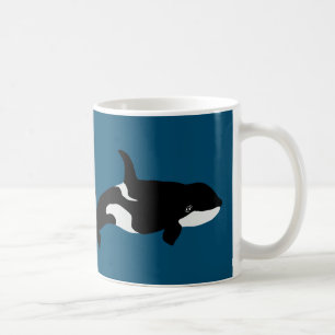 Caneca De Café Orca Baleia Ilustração Cetacea Ocean Blue