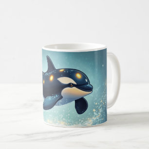 Caneca De Café Orca Estilo Cartoon vibrante Colorido Fofo