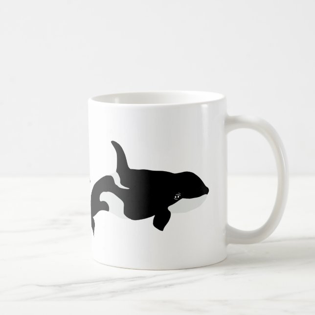 Caneca De Café Orca - Ilustração de baleia Cetacea White (Direita)