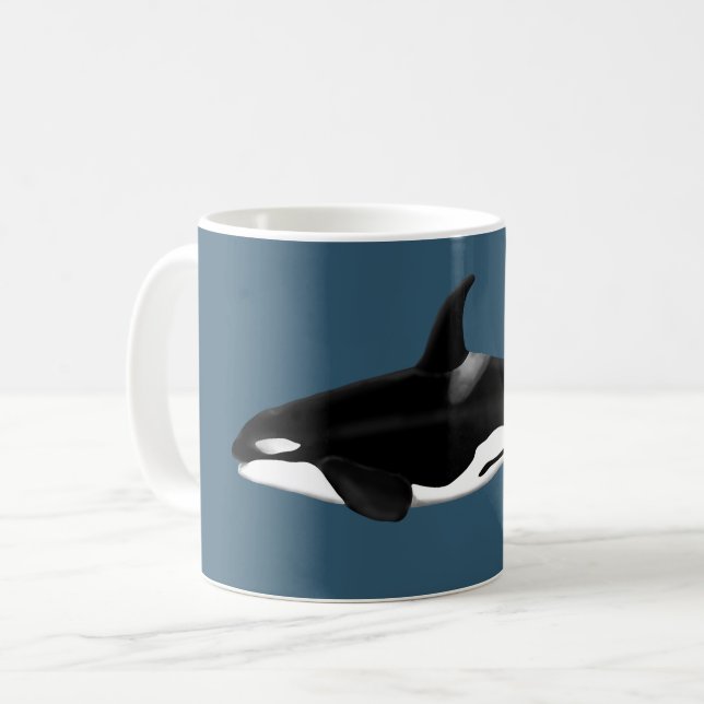 Caneca De Café Orca Mug em azul escuro (Frente Esquerda)