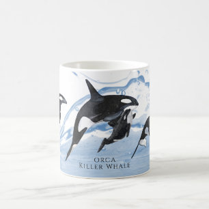 Caneca De Café Orcas Incríveis de Preto e Branco