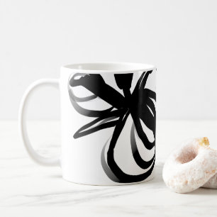 Caneca De Café Orchid Blanc: Abstrato branco e preto