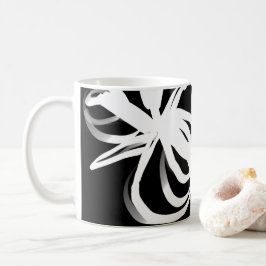 Caneca De Café Orchid Noir: Abstrato preto e branco