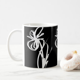 Caneca De Café Orchid Noir: Abstrato preto e branco