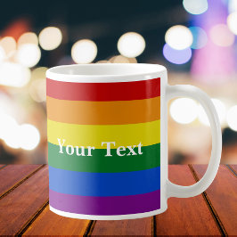 Caneca De Café Ordenar Texto Personalizado do Sinalizador LGBTQ+ 