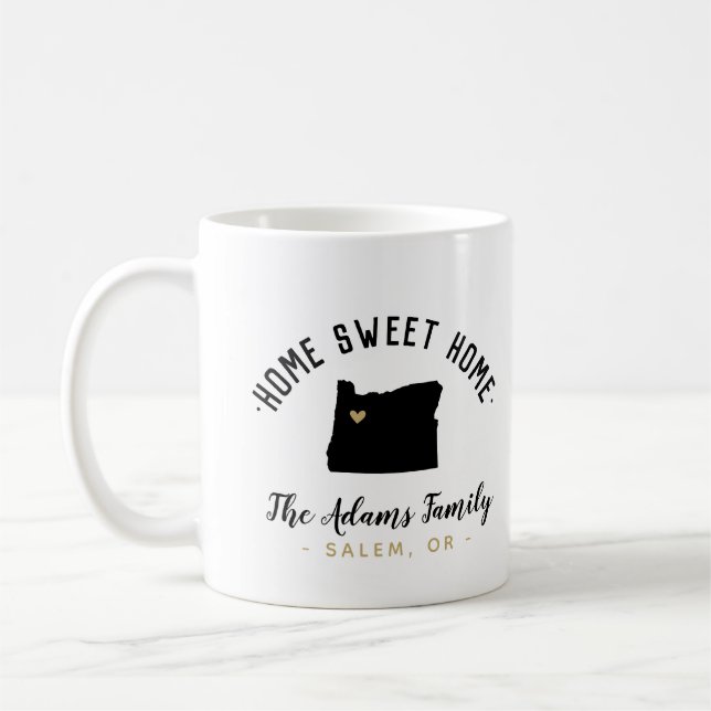Caneca De Café Oregon Home Sweet Família Monograma Mug (Esquerda)