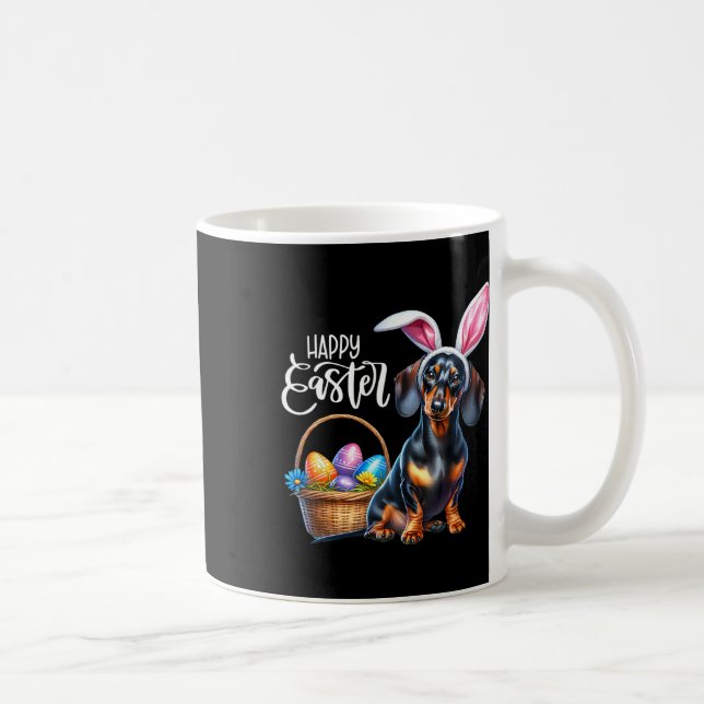 Caneca De Café Orelha de Coelho Dachshund Cão Ovos da Páscoa Feli (Direita)