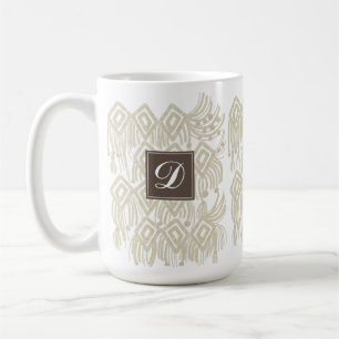 Caneca De Café Orgânico Boho Abstrato Macrame Cores Naturais