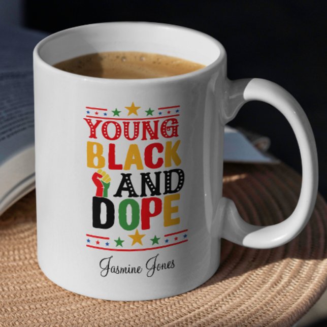 Caneca De Café Orgulho Africano-Americano Jovem Negro e Dope (Criador carregado)