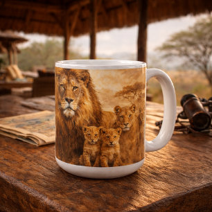 Caneca De Café Orgulho de Leão Africano Safari de Vida Selvagem