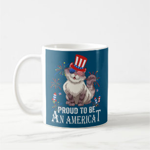 Caneca De Café Orgulho de ser americano Cat EUA Flag Happy 4º 4º