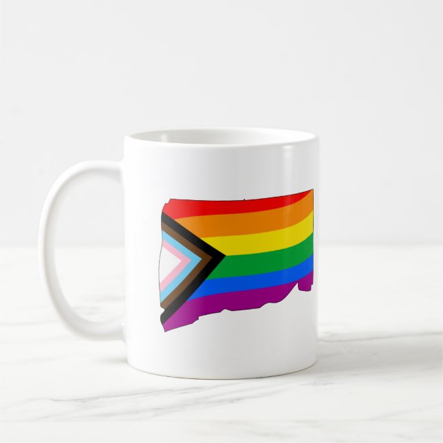 Caneca De Café Orgulho do Estado de Connecticut LGBTQ Progress Pr (Esquerda)