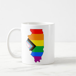Caneca De Café Orgulho do Estado de Illinois LGBTQ Progresso Orgu