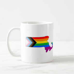 Caneca De Café Orgulho do Estado de Massachusetts LGBTQ Progresso