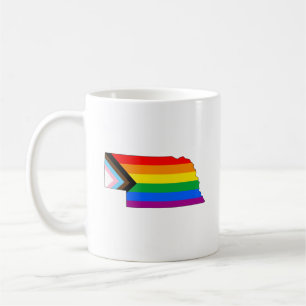 Caneca De Café Orgulho do Estado de Nebraska LGBTQ Progress Pride