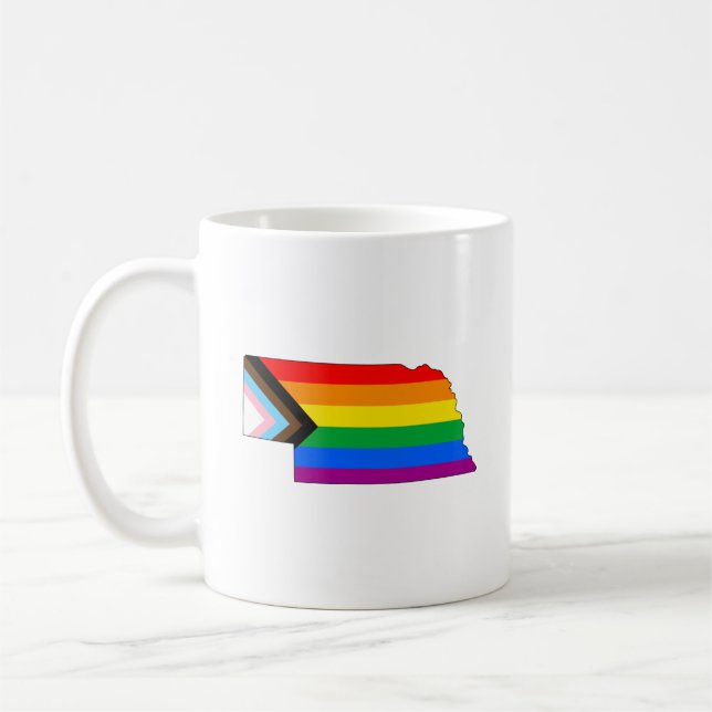Caneca De Café Orgulho do Estado de Nebraska LGBTQ Progress Pride (Esquerda)