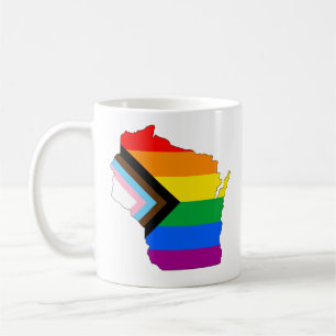 Caneca De Café Orgulho do Estado de Wisconsin LGBTQ Progress Prid