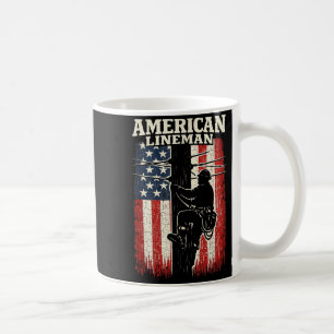 Caneca De Café Orgulho do trabalhador elétrico Lineman da bandeir