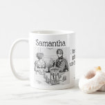 Caneca De Café Orgulho e Preconceito Jane Austen Funny Citação<br><div class="desc">presente literário para amantes de livros com texto personalizável com ilustração de livro preto e branco de Elizabeth Bennet e do Sr. Darcy sentados em uma ilustração mesa feita por C.E. Brock, de 1895, do livro Pride and Prejudice, de Jane Austen, com a citação engraçada " Eu não tenho o...</div>