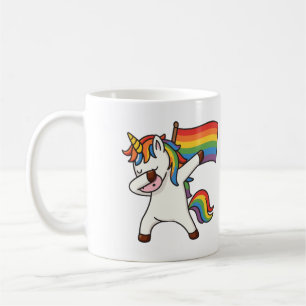 Caneca De Café Orgulho gay Dabbing Unicorn with Flag