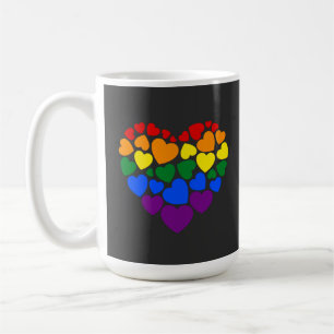 Caneca De Café Orgulho - gay do arco-íris cor coração para amor