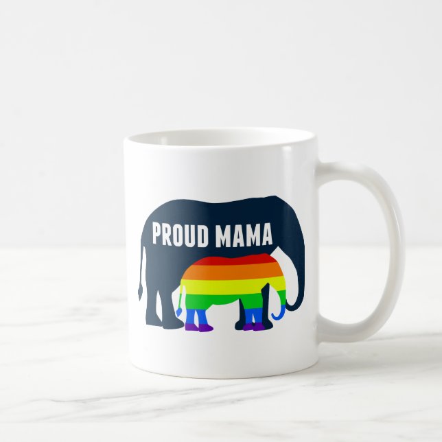 Caneca De Café Orgulho gay Mãe Orgulhosa Elefante Rainbow LGBTQ (Direita)