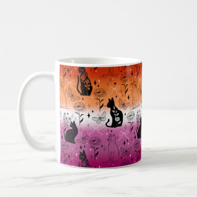 Caneca De Café Orgulho Lésbico Gato Preto - Mística e Feiticeira (Esquerda)