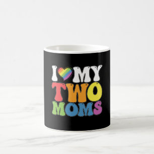Caneca De Café Orgulho LGBT Eu Amo Minhas Duas Mães Gays Lésbicas