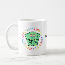 Caneca de Café Orgulho LGBTQ Elefante Fofo Nome Pe