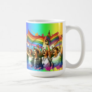 Caneca De Café Orgulho LGBTQIA + Pessoas e sinalizadores