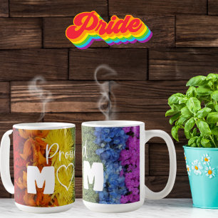 Caneca De Café Orgulho Mãe Orgulho gay Rainbow Floral Flag Mug
