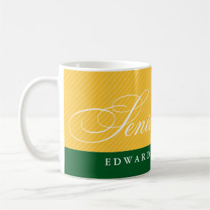 Caneca De Café Orgulho mais velho verdes listras amarelas ano