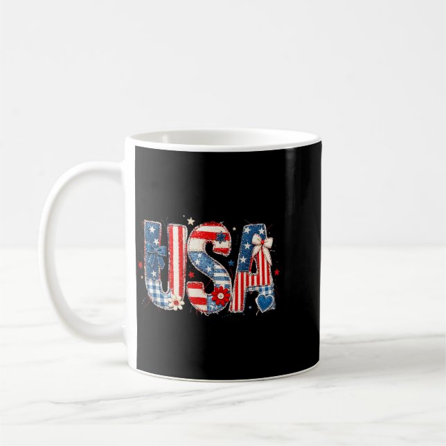 Caneca De Café Orgulho Nacional dos EUA Design de Arte em Tecido  (Esquerda)