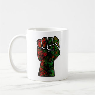 Caneca De Café orgulho negro vermelho punho verde pano-africano