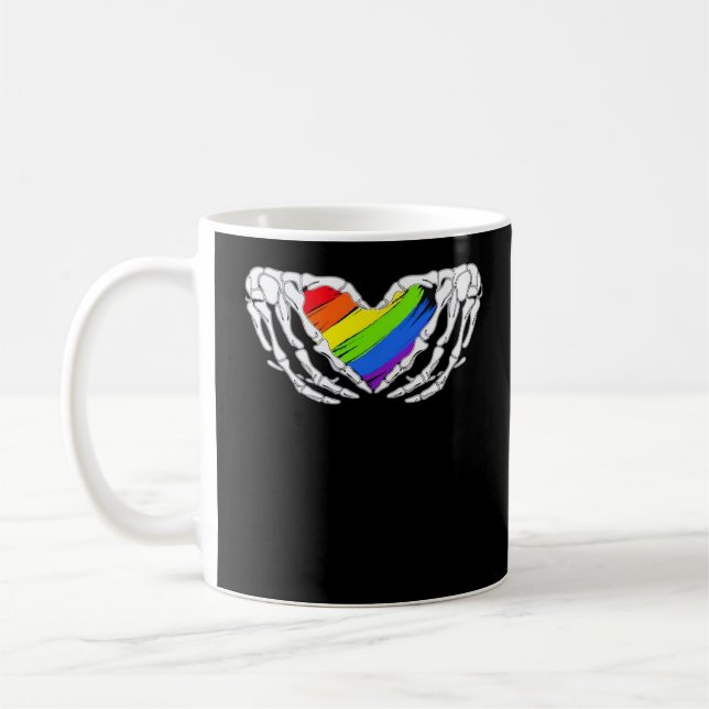 Caneca De Café Orgulho - Orgulho - Mãos Esqueléticas Com Cardíaco (Esquerda)